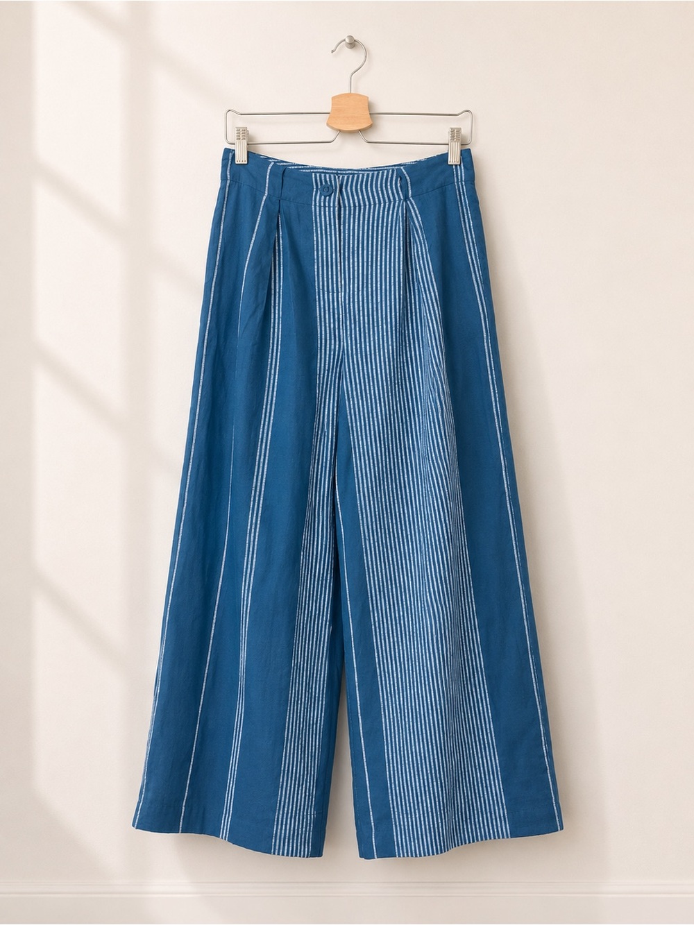Free People Casual Friday Blue Stripe Crop Top Coord Pant Set Small - Picture 6 of 17